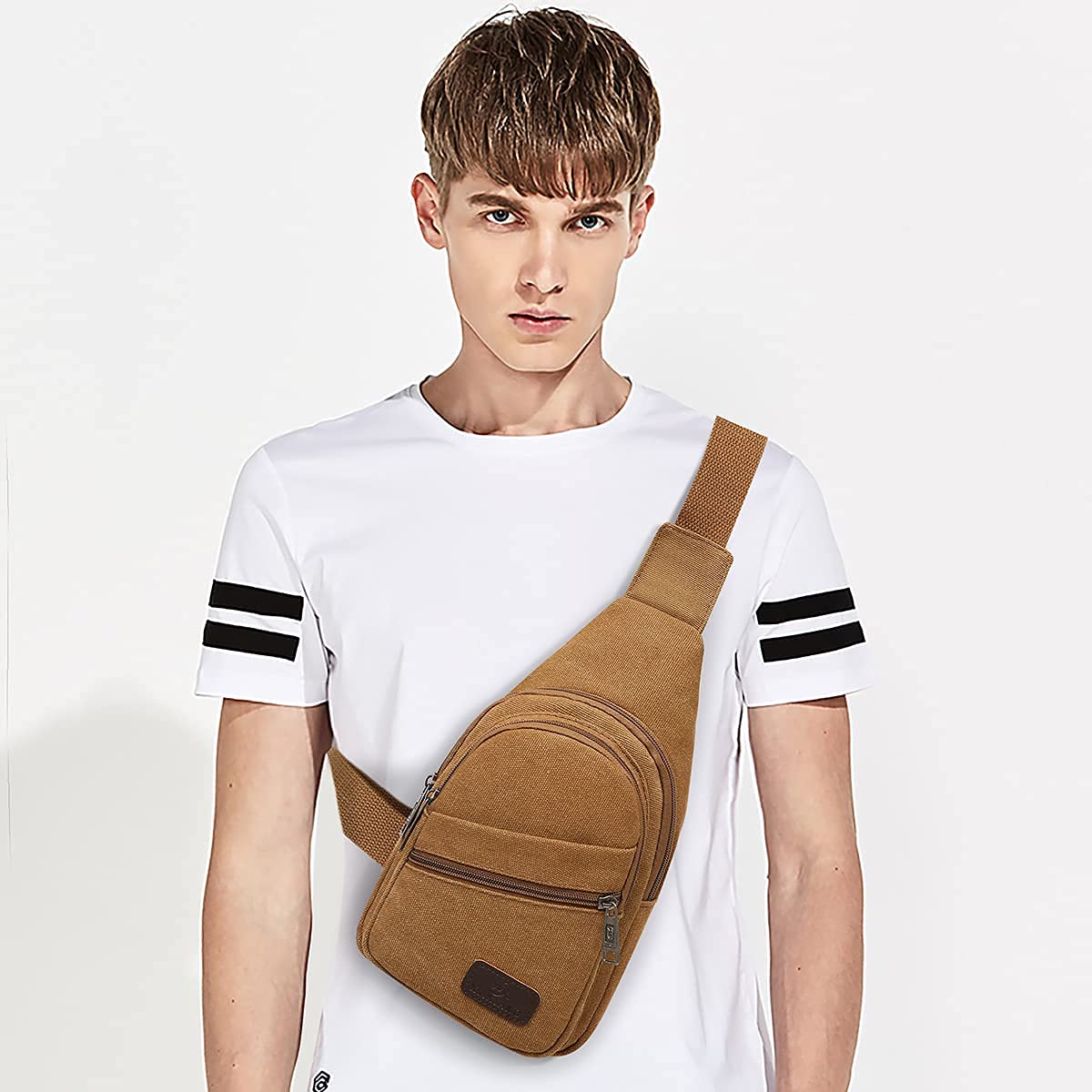 GUSTAVE Cross Body Bag for Men Women with Adjustable Strap Anti-Scratch Shoulder Bag Large Crossbody Bag for Commuting, Travel, Outdoor Activities, Cycling(Khaki) GUSTAVE Cross Body Bag for Men Women with Adjustable Strap Anti-Scratch Shoulder Bag Large Crossbody Bag for Commuting, Travel, Outdoor Activities, Cycling(Khaki)